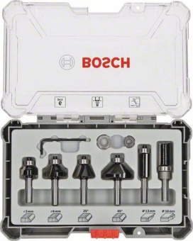 Набор фрез по дер. Bosch 2607017469 d(посад.)=8мм (фрезеры) (упак.:6шт) - купить недорого с доставкой в интернет-магазине