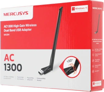 Сетевой адаптер Wi-Fi Mercusys MA30H AC1300 USB 2.0 (ант.внеш.несъем.) 1ант. - купить недорого с доставкой в интернет-магазине