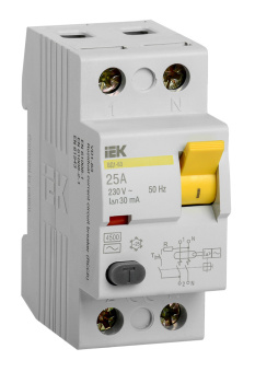 Выключатель дифф.тока УЗО IEK MDV10-2-025-030 ВД1-63 25A 30мА AC 2П 230В 2мод белый (упак.:1шт) - купить недорого с доставкой в интернет-магазине
