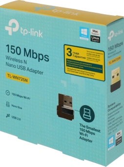 Сетевой адаптер Wi-Fi TP-Link TL-WN725N N150 USB 2.0 (ант.внутр.) 1ант. - купить недорого с доставкой в интернет-магазине