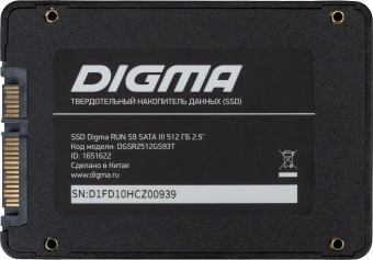 Накопитель SSD Digma SATA-III 512GB DGSR2512GS93T Run S9 2.5" - купить недорого с доставкой в интернет-магазине