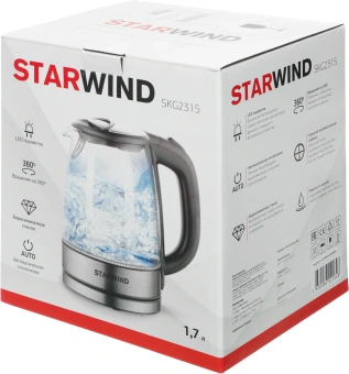 Чайник электрический Starwind SKG2315 1.7л. 2200Вт серый/серебристый корпус: стекло/металл/пластик - купить недорого с доставкой в интернет-магазине