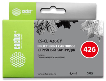 Картридж струйный Cactus CS-CLI426GY CLI-426GY серый (8.4мл) для Canon Pixma MG6140/MG8140 - купить недорого с доставкой в интернет-магазине