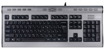 Клавиатура A4Tech KLS-7MUU серебристый/черный USB slim Multimedia (KLS-7MUU USB) кабель 1.5м - купить недорого с доставкой в интернет-магазине