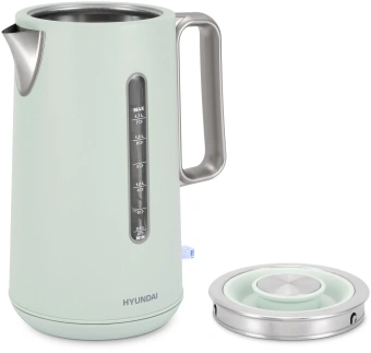 Чайник электрический Hyundai HYK-S9999 1.7л. 2200Вт светло-зеленый/серебристый корпус: металл - купить недорого с доставкой в интернет-магазине