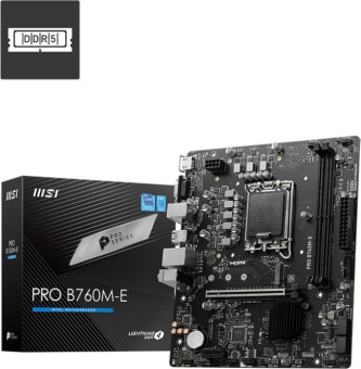 Материнская плата MSI PRO B760M-E Soc-1700 Intel B760 2xDDR5 mATX AC`97 8ch(7.1) GbLAN+VGA+HDMI - купить недорого с доставкой в интернет-магазине