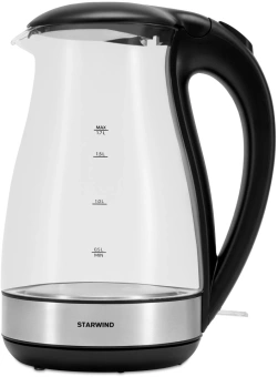 Чайник электрический Starwind SKP3039 1.7л. 2200Вт черный корпус: стекло/пластик - купить недорого с доставкой в интернет-магазине