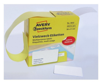 Этикетки Avery Zweckform 3832 38x21мм 350шт на листе/70г/м2/белый самоклей. универсальная (упак.:1рул) - цена, купить или заказать с доставкой в интернет-магазине Этикетки Avery Zweckform 3832 38x21мм 350шт на листе/70г/м2/белый самоклей. универсальная (упак.:1рул) - купить недорого с доставкой в интернет-магазине