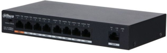 Коммутатор Dahua DH-PFS3009-8ET1GT-96 8x100Мбит/с 1x1Гбит/с 7PoE+ 1PoE++ 96W неуправляемый - купить недорого с доставкой в интернет-магазине