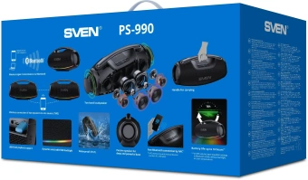 Колонка порт. Sven АС PS-990 черный 180W 2.0 BT/3.5Jack 5200mAh (без.бат) (SV-022891) - купить недорого с доставкой в интернет-магазине