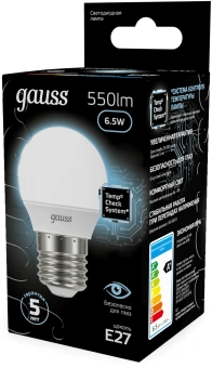 Лампа светодиодная Gauss 6.5Вт цок.:E27 шар 220B св.свеч.бел.нейт. P45 (упак.:10шт) (105102207) - купить недорого с доставкой в интернет-магазине