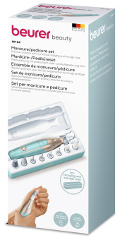 Маникюрно-педикюрный набор Beurer MP84 насадок в компл.:10шт золотистый/бирюзовый - купить недорого с доставкой в интернет-магазине