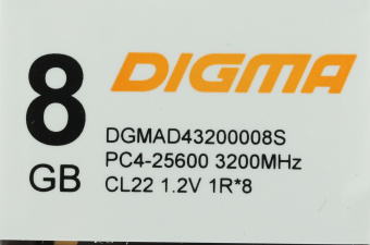 Память DDR4 8Gb 3200MHz Digma DGMAD43200008S RTL PC4-25600 CL22 DIMM 288-pin 1.2В single rank - купить недорого с доставкой в интернет-магазине