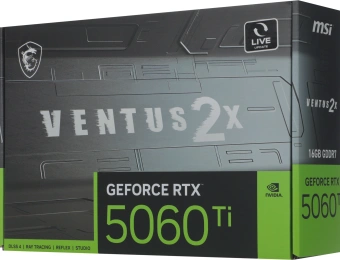 Видеокарта MSI PCI-E 5.0 RTX 5060 TI 16G VENTUS 2X PLUS NVIDIA GeForce RTX 5060TI 16Gb 128bit GDDR7 2572/28000 HDMIx1 DPx3 HDCP Ret - купить недорого с доставкой в интернет-магазине