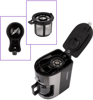 Кофемашина Kitfort КТ-782 1050Вт нержавеющая сталь/черный - купить недорого с доставкой в интернет-магазине