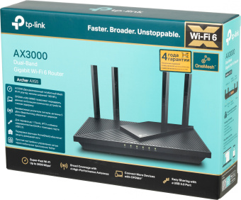 Роутер беспроводной TP-Link Archer AX55 AX3000 10/100/1000BASE-TX/4G ready черный - купить недорого с доставкой в интернет-магазине