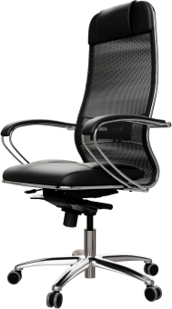 Кресло Метта Samurai SL-1 черный сиденье черный сетка с подголов. крестов. металл хром - купить недорого с доставкой в интернет-магазине