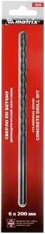 Сверло Matrix 70866 по бетону Д=6мм Дл=200мм (1пред.) для дрелей - купить недорого с доставкой в интернет-магазине