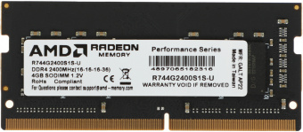 Память DDR4 4GB 2400MHz AMD R744G2400S1S-U Radeon R7 Performance Series RTL PC4-19200 CL16 SO-DIMM 260-pin 1.2В Ret - купить недорого с доставкой в интернет-магазине