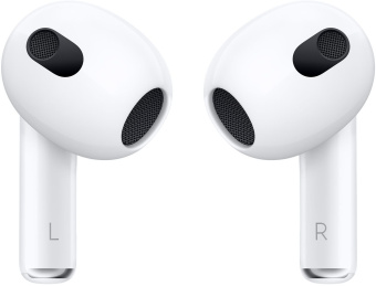 Гарнитура вкладыши Apple AirPods 3 A2565,A2564,A2566 белый беспроводные bluetooth в ушной раковине (MME73ZA/A) - купить недорого с доставкой в интернет-магазине