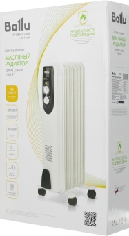 Радиатор масляный Ballu Classic BOH/CL-07WRN 1500Вт белый/черный - купить недорого с доставкой в интернет-магазине