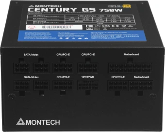 Блок питания Montech ATX 750W Century Gold G5 80+ gold (20+4pin) APFC 120mm fan 10xSATA Cab Manag RTL - купить недорого с доставкой в интернет-магазине