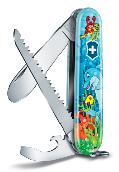 Нож перочинный Victorinox My First Victorinox Dolphin Edition (0.2373.E1) 84мм 9функц. голубой/рисунок карт.коробка - купить недорого с доставкой в интернет-магазине