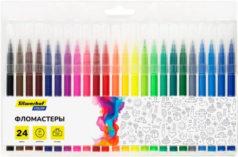 Фломастеры Silwerhof Color 9мм 145мм круг. пулевидный пиш. наконечник Вентилируемый 24цв. пакет с европодвесом - купить недорого с доставкой в интернет-магазине