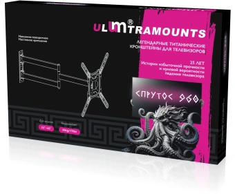 Кронштейн для телевизора Ultramounts UM960 черный 23"-65" макс.35кг настенный поворот и наклон - купить недорого с доставкой в интернет-магазине