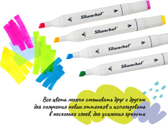 Набор маркеров для скетчинга Silwerhof двойной пиш. наконечник 1-7мм 36цв. блистер (36шт.) - купить недорого с доставкой в интернет-магазине