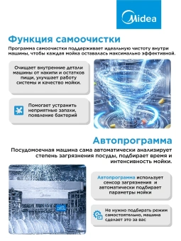 Посудомоечная машина Midea MFD45S460SI серебристый (узкая) инвертор - купить недорого с доставкой в интернет-магазине