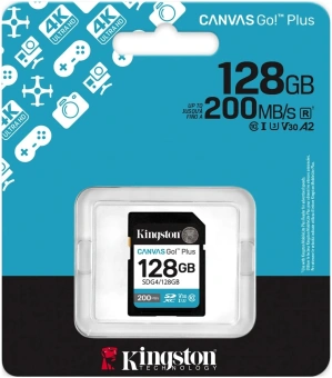 Флеш карта SDXC 128GB Kingston SDG4/128GB Canvas Go! Plus V30 w/o adapter - купить недорого с доставкой в интернет-магазине