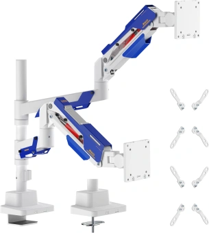 Кронштейн для мониторов Ultramounts UM744WB белый/синий 24"-57" макс.27кг крепление к столешнице поворот и наклон - купить недорого с доставкой в интернет-магазине