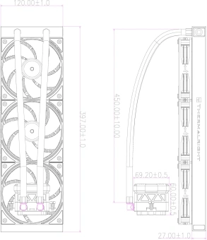 Система водяного охлаждения Thermalright Frozen Warframe 360 ARGB Soc-AM5/AM4/1200/1700/1851 черный 4-pin 29.8dB Al LCD Ret (F-WFRAME-360-BL-ARGB) - купить недорого с доставкой в интернет-магазине