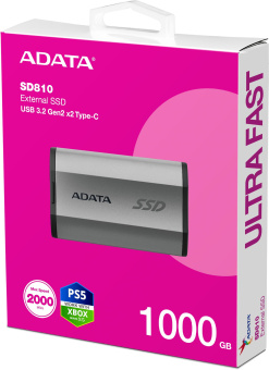 Накопитель SSD A-Data USB-C 1TB SD810-1000G-CSG SD810 1.8" серый - купить недорого с доставкой в интернет-магазине