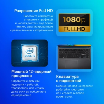 Ноутбук Asus VivoBook 16 X1605VA-MB915 Core i5 13500H 32Gb SSD512Gb Intel Iris Xe graphics 16" IPS WUXGA (1920x1200) noOS black WiFi BT Cam (90NB10N3-M014L0) - купить недорого с доставкой в интернет-магазине