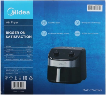 Аэрогриль Midea MAF-TN45WK 4.5л 1500Вт черный - купить недорого с доставкой в интернет-магазине
