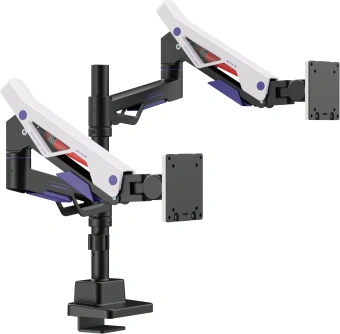Кронштейн для мониторов Ultramounts UM742BW черный/белый 24"-57" макс.27кг крепление к столешнице поворот и наклон - купить недорого с доставкой в интернет-магазине