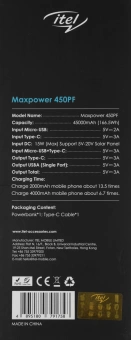 Мобильный аккумулятор Itel Maxpower 450PF 45000mAh 3A 3xUSB-A/USB-C черный - купить недорого с доставкой в интернет-магазине