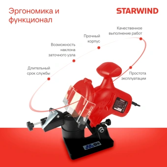 Электроточило Starwind SCG-76/300P 275Вт 7300об/мин d=100мм t=3.2мм - купить недорого с доставкой в интернет-магазине