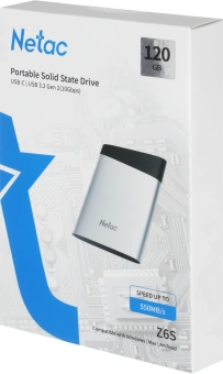 Накопитель SSD Netac USB-C 120GB NT01Z6S-120G-32SL Z6S 2.5" серебристый - купить недорого с доставкой в интернет-магазине