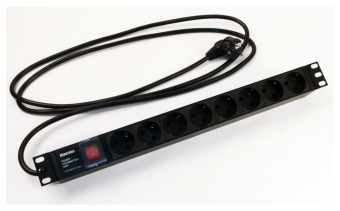 Блок распределения питания Hyperline SHE19-8SH-S-2.5EU гор.размещ. 8xSchuko базовые 16A Schuko 2.5м - купить недорого с доставкой в интернет-магазине