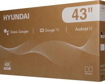 Телевизор LED Hyundai 43" H-LED43BU7011 Google TV Frameless Metal черный 4K Ultra HD 60Hz MEMC DVB-T DVB-T2 DVB-C DVB-S DVB-S2 USB WiFi Smart TV - купить недорого с доставкой в интернет-магазине