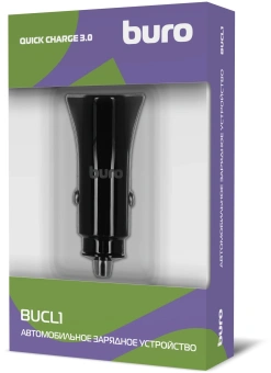 Автомобильное зар./устр. Buro BUCL1 18W 3A (QC) USB-A универсальное черный (BUCL18P100BK) - купить недорого с доставкой в интернет-магазине