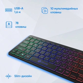 Клавиатура Оклик 300S черный USB slim LED (1696461) кабель 1.6м - купить недорого с доставкой в интернет-магазине
