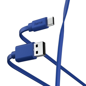 Кабель Hama 00187229 USB (m)-USB Type-C (m) 1м синий плоский - купить недорого с доставкой в интернет-магазине