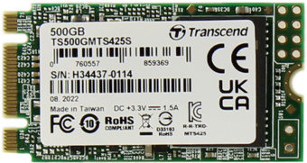 Накопитель SSD Transcend SATA III 500GB TS500GMTS425S 425S M.2 2242 0.3 DWPD - купить недорого с доставкой в интернет-магазине