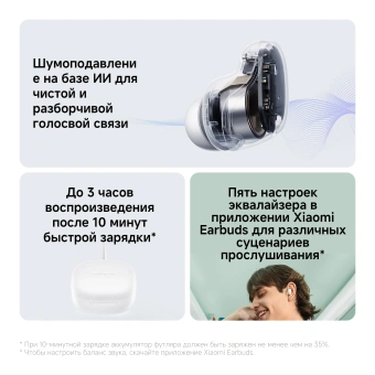Гарнитура внутриканальные Xiaomi Redmi Buds 6 Play синий беспроводные bluetooth в ушной раковине (BHR9283GL) - купить недорого с доставкой в интернет-магазине