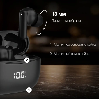 Гарнитура внутриканальные Hyundai H-EP204 черный беспроводные bluetooth в ушной раковине (HEP204) - купить недорого с доставкой в интернет-магазине