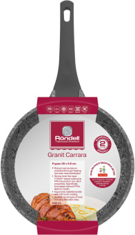 Сковорода Rondell Granit Carrara RDA-1845 круглая 26см покрытие: Quantum2 ручка несъемная (без крышки) серый - купить недорого с доставкой в интернет-магазине